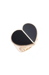 Kate Spade Heritage Spade Heart Ring In Gold/ Black