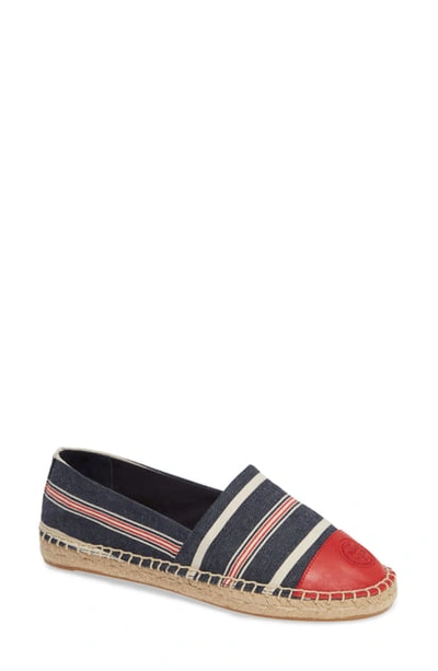 Tory Burch Colorblock Espadrille Flat In Navy Multi/ Ruby Red