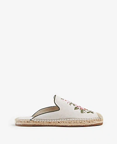 Ann Taylor Anastasia Embroidered Espadrille Slides In Neutrals