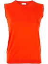 Ballsey Sleeveless Fine Knit Top - Red