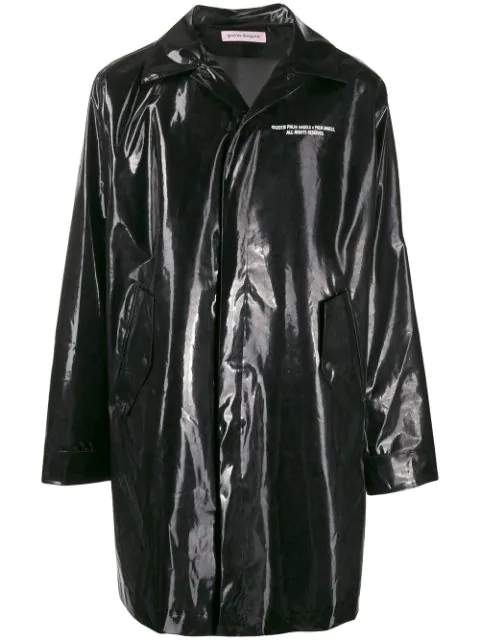 Palm Angels Logo Raincoat In Black | ModeSens