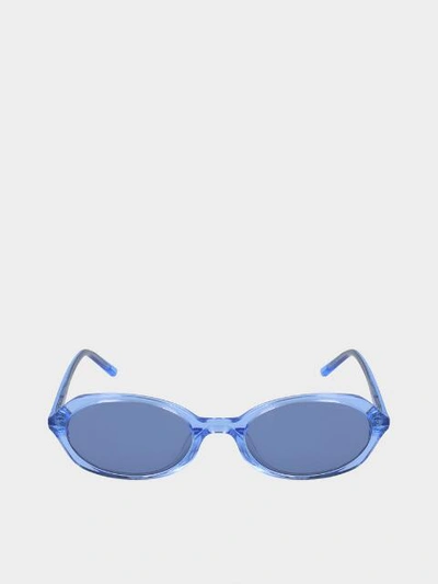Donna Karan Oval Sunglasses With Tonal Lenses In Sky Blue
