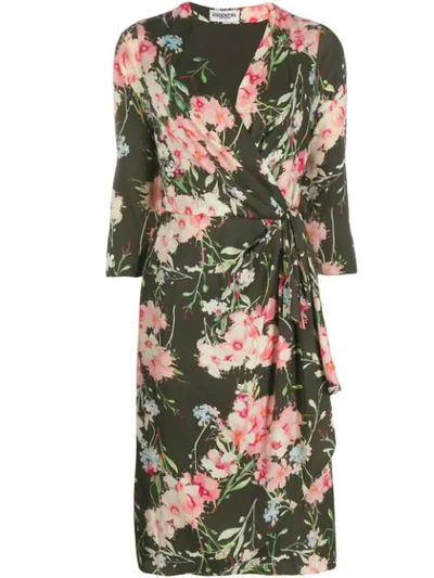 Essentiel Antwerp Floral Print Wrap Dress In Green