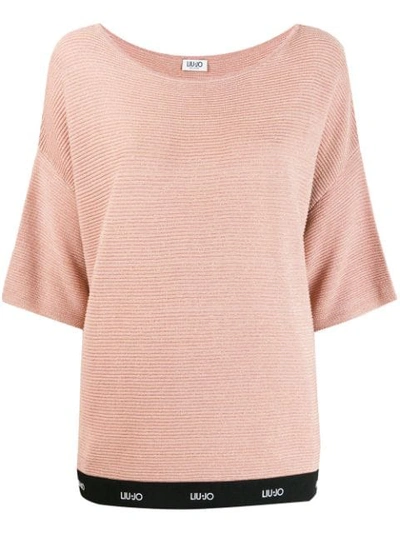Liu •jo Ribbed Knit Top In Pink