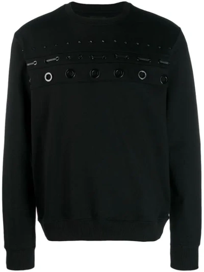 Les Hommes Eyelet Details Sweatshirt In Black