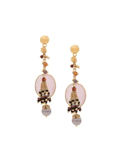 Gas Bijoux Serti Pondicherie Gem Earrings In Pink