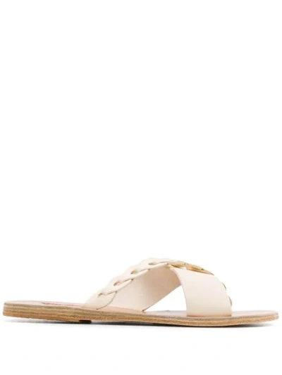 Ancient Greek Sandals Thais Links Leather Slides In Cream