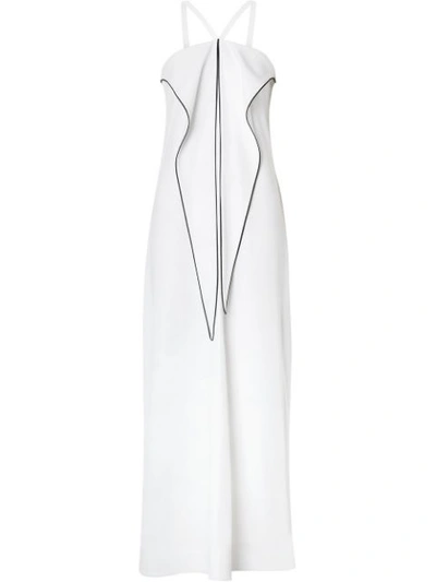 Burberry Drape Detail Stretch Jersey Gown In White