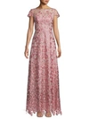 Js Collections Floral Embroidered Gown In Pink
