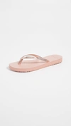 Tory Burch Metallic Leather Flip Flops In Rose Gold/ Rose