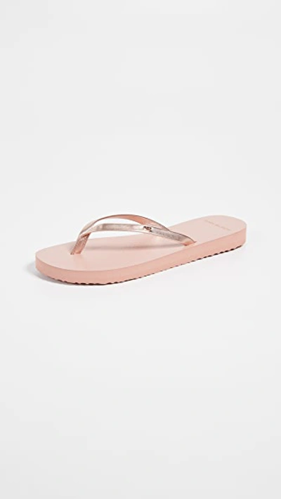 Tory Burch Metallic Leather Flip Flops In Rose Gold/ Rose