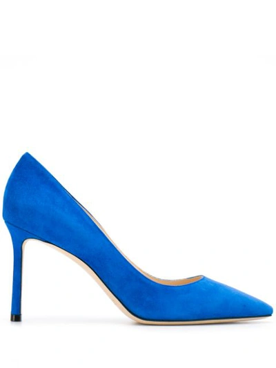 Jimmy Choo Romy 85 Spitze Pumps Aus Wildleder In Elektrischem Blau In Blue