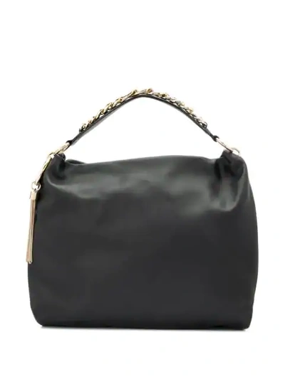 Jimmy Choo Callie/l Black Calf Leather Slouchy Shoulder Bag With Gold Chain Strap
