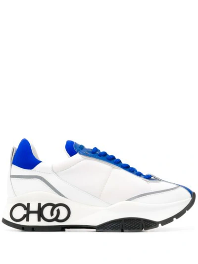Jimmy Choo Raine Sneakers Zum Schnüren Aus Neopren-kalbsleder In Elektrischem Blau Und Gummiertem Leder In White