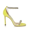 Jimmy Choo Shiloh 100 Fluorescent Yellow Suede Open Toe Sandal With Jewel Trim In Fluo Yellow