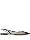 Jimmy Choo 'fetto' Mesh D'orsay Slingback Flats In Black