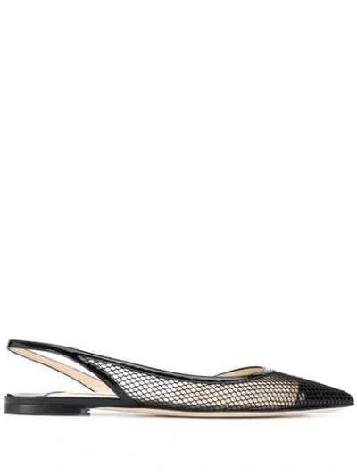 Jimmy Choo 'fetto' Mesh D'orsay Slingback Flats In Black