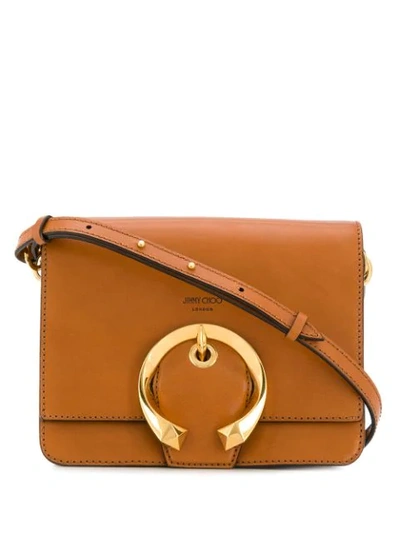 Jimmy Choo Madeline Shoulder Bag Schultertasche Aus Kalbsleder In Cuoio Mit Metallschnalle In Brown