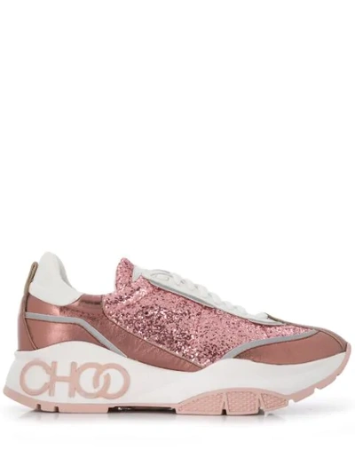 Jimmy Choo Raine Galactica Glitter-embellished Leather Trainers In Candyfloss