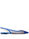 Jimmy Choo Fetto Mesh-panel Ballerina Shoes In Blue