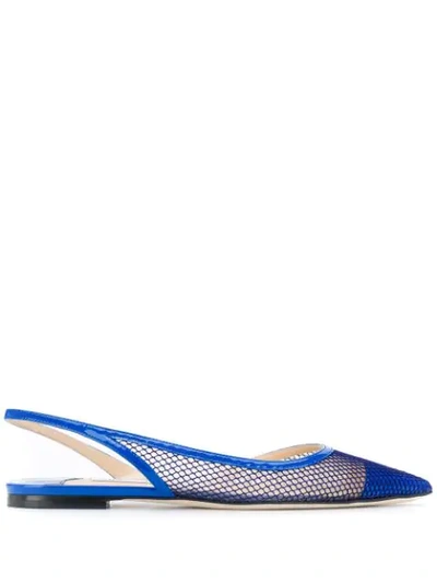 Jimmy Choo Fetto Mesh-panel Ballerina Shoes In Blue