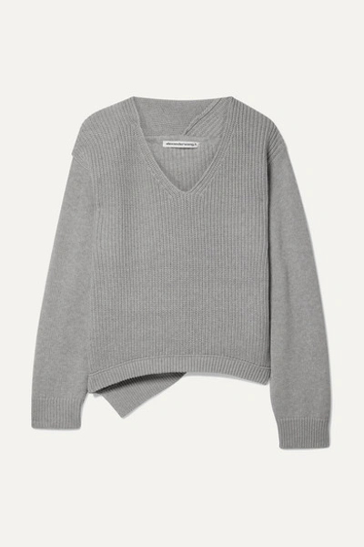 Alexander Wang T Ribbed Cotton-blend Sweater In Light Gray