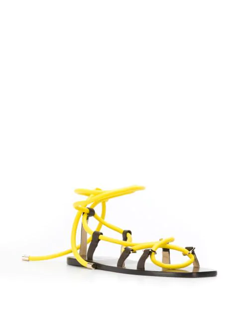 yellow strappy flat sandals