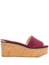 Jimmy Choo Deedee 80 Bordeaux Suede Wedge Sandal In Pink