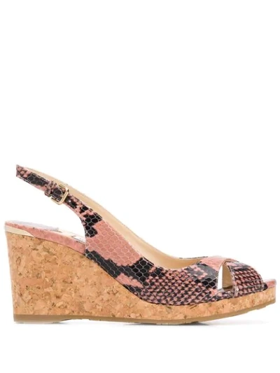Jimmy Choo Amely 80 Ballet Pink Printed Leather Wedge