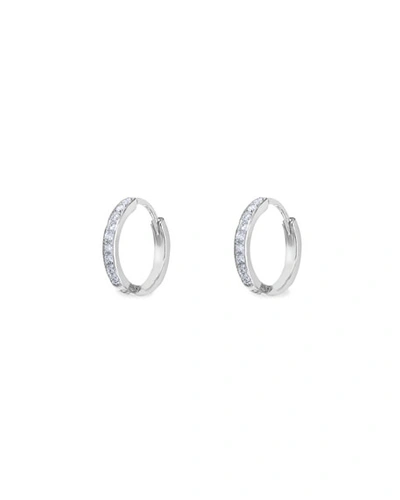 64 Facets 18k White Gold Diamond Huggie Hoop Earrings