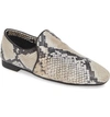 Aquatalia Revy Flat Snake-print Loafers In Taupe/ Black Snake