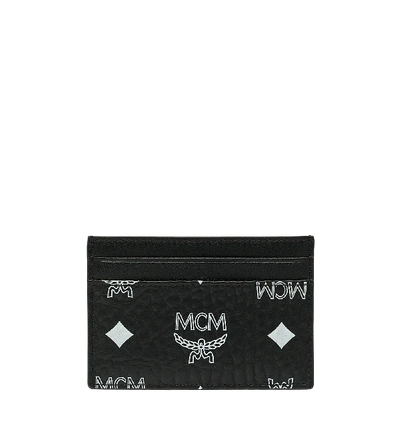 Mcm Card Case In White Logo Visetos In White Logo Black