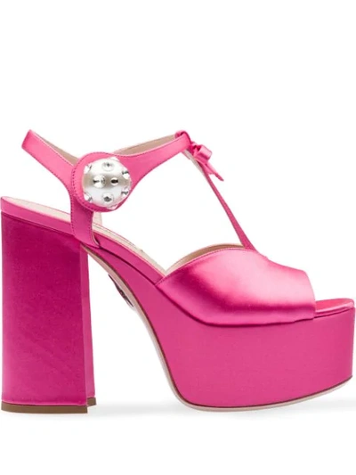 Miu Miu Satin-sandalen Mit Plateau In Pink