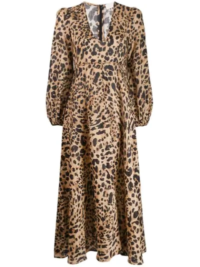 Zimmermann Leopard Print Dress In Neutrals