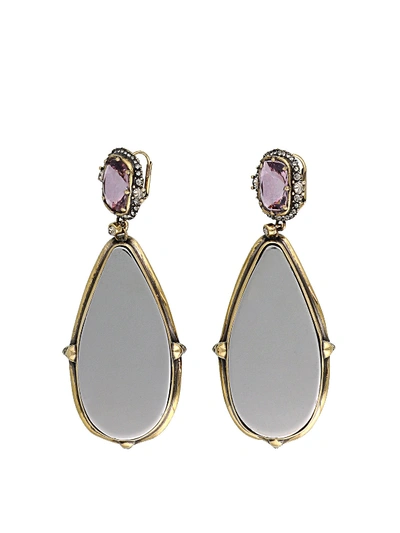 Alexander Mcqueen Frame Pendant Earrings With Crystals In Gold