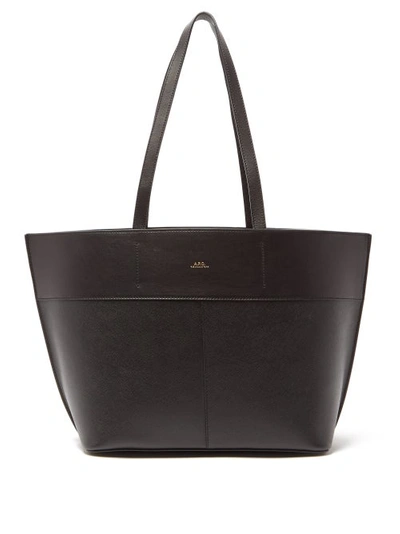 Apc Totally Small Leather Tote Bag In Noir