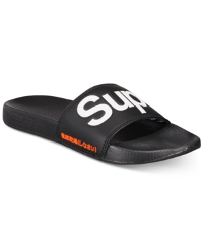 Superdry Men's Pool Slide Sandals Men's Shoes In Optic Black