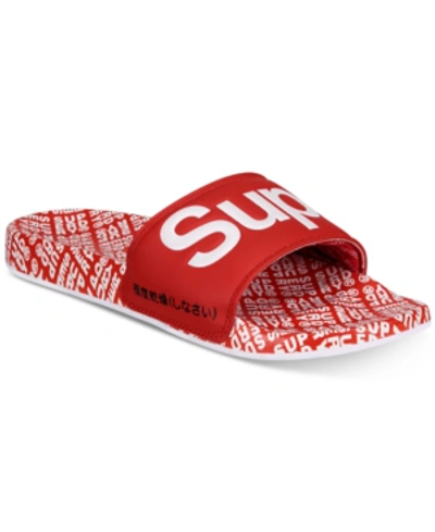 Superdry Men's Allover Print Beach Slide Sandals Men's Shoes In Red/white |  ModeSens