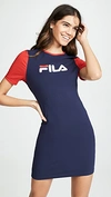 Fila Roslyn Colorblocked T-shirt Dress In Peacoat/chinese Red/white