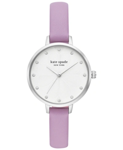 Kate Spade Metro Leather Strap Watch, 34mm In Purple