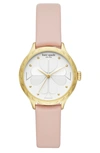Kate Spade Rosebank Scallop Leather Strap Watch, 32mm In Tan/ White/ Gold