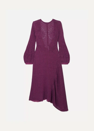 Chloé Ribbed Cotton-blend Midi Dress In Purple