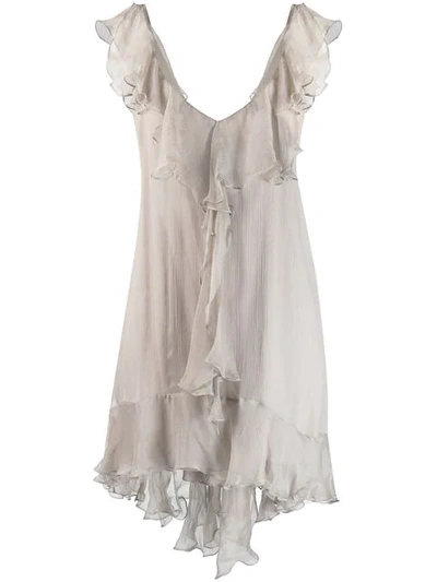 Parlor Ruffled Mini Dress In Grey