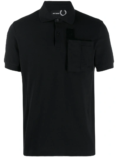 Fred Perry Raf Simons X  Piqué Logo Polo Shirt - Black