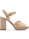 Prada Suede Platform Sandals In Nude