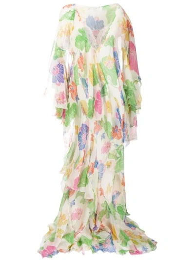 Etro Floral Draped Dress In Neutrals