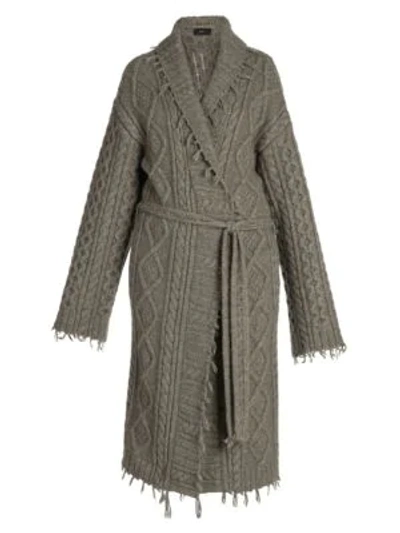 Alanui Fisherman Cashmere & Wool Knit Coat In Mica Grey