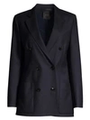 Agnona Wool Flannel Double-breasted Jacket In Navy