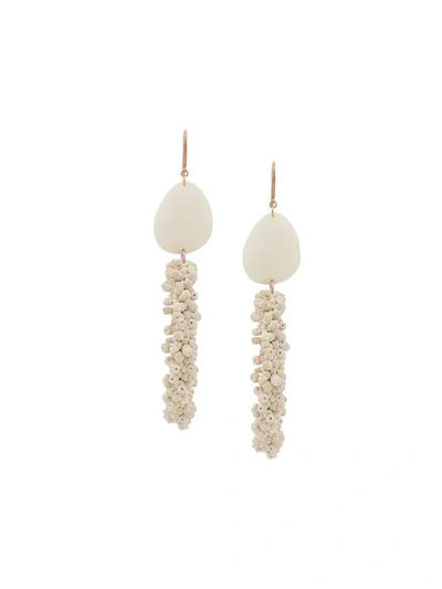 Isabel Marant Bead-embellished Hoop Earrings In White