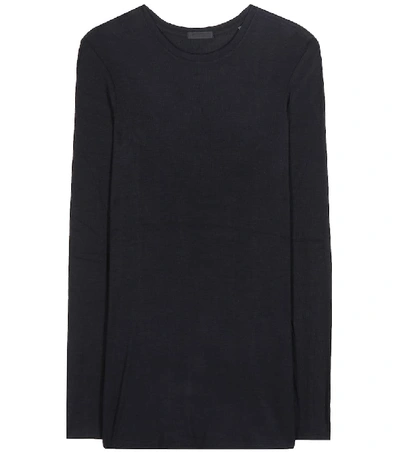 Atm Anthony Thomas Melillo Long-sleeved Ribbed Top In Black